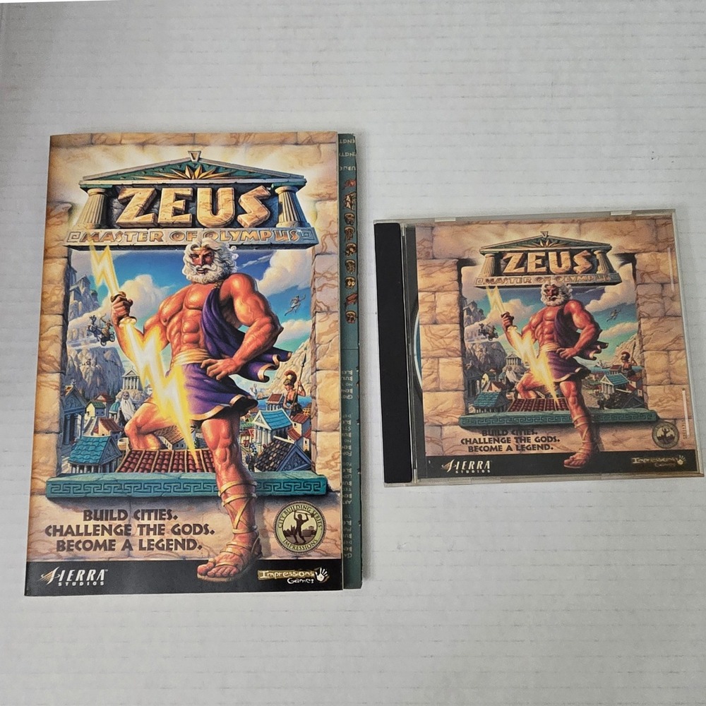 Vintage 2000 Zeus Master of Olympus PC Game Sierra CD Map Manual